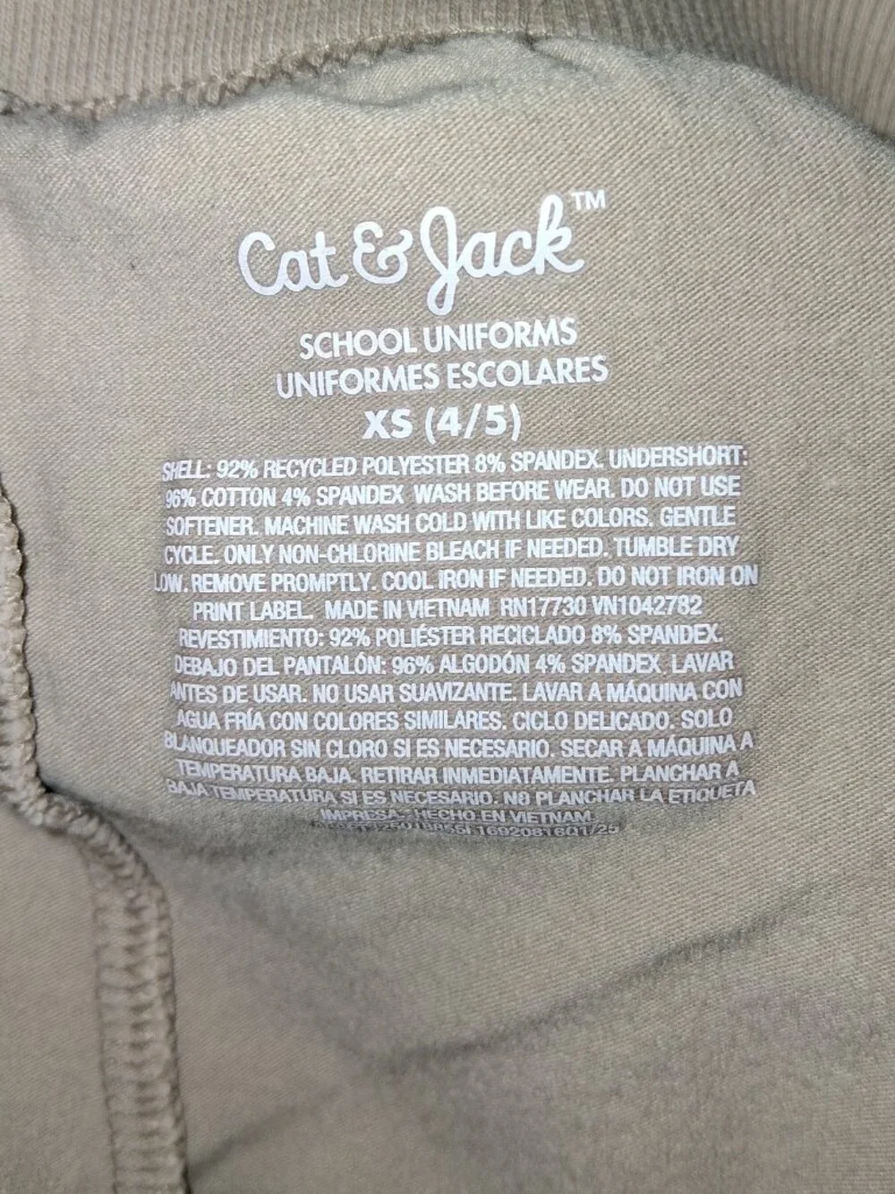 Target Cat & Jack Girls Khaki School Uniform Skort Elastic Waist Size XS (4/5)